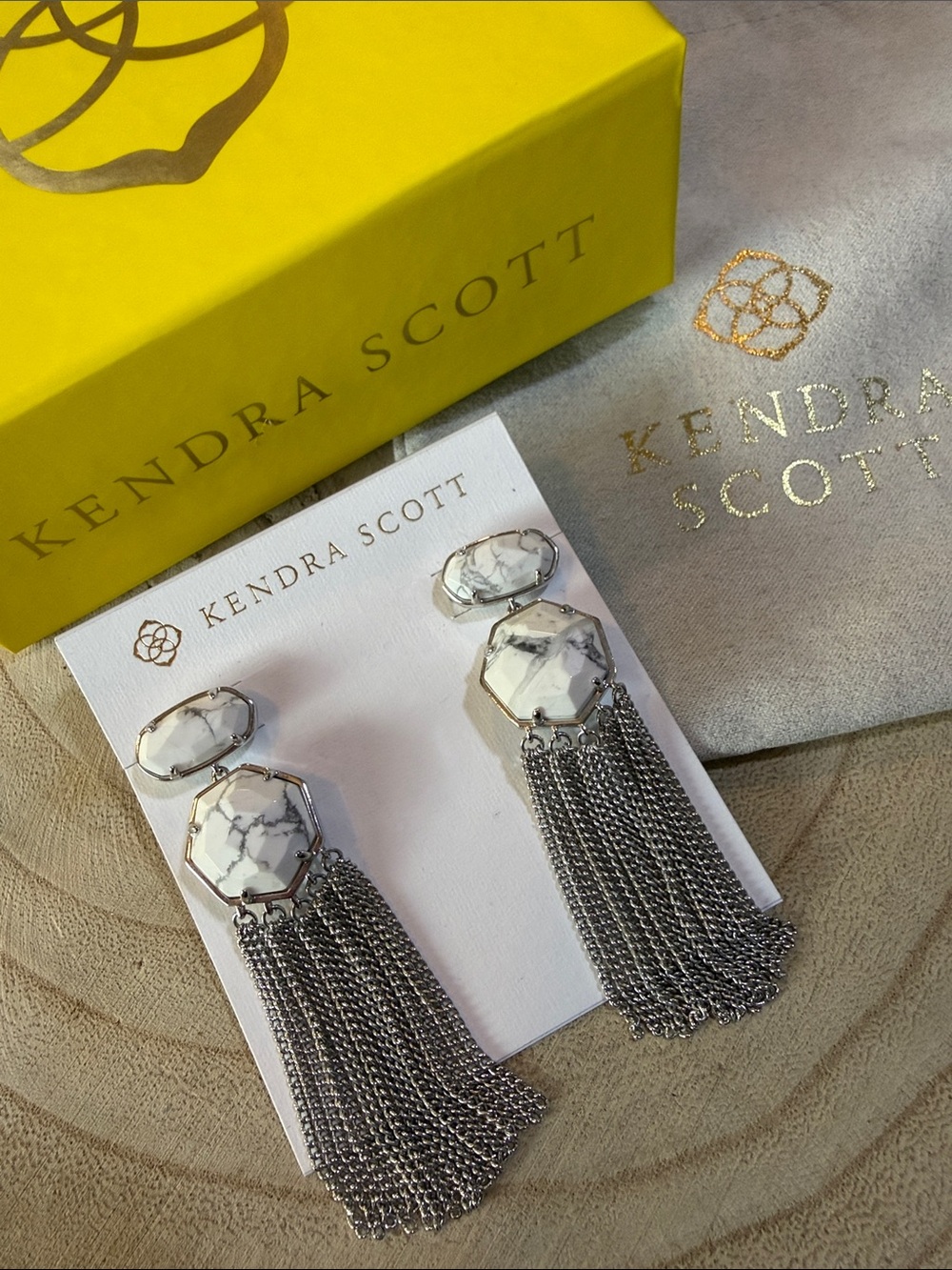 Kendra Scott Tae White Howlite Fringe Earrings